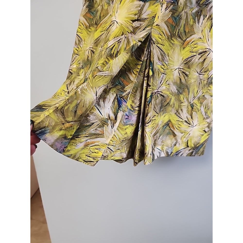 Doncaster Collection Womens Sz 6 Skirt Yellow Floral Silk Pencil Straight - Picture 4 of 7